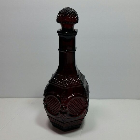 Avon 1876 Cape Cod Ruby Red Decanter and 5 Wine Goblet Set Sherry Cordial - Picture 4 of 10